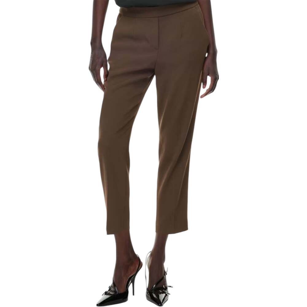 Aritzia Babaton Conan Pant Cropped Slim Trousers Crepe Ankle Pockets Brown 8